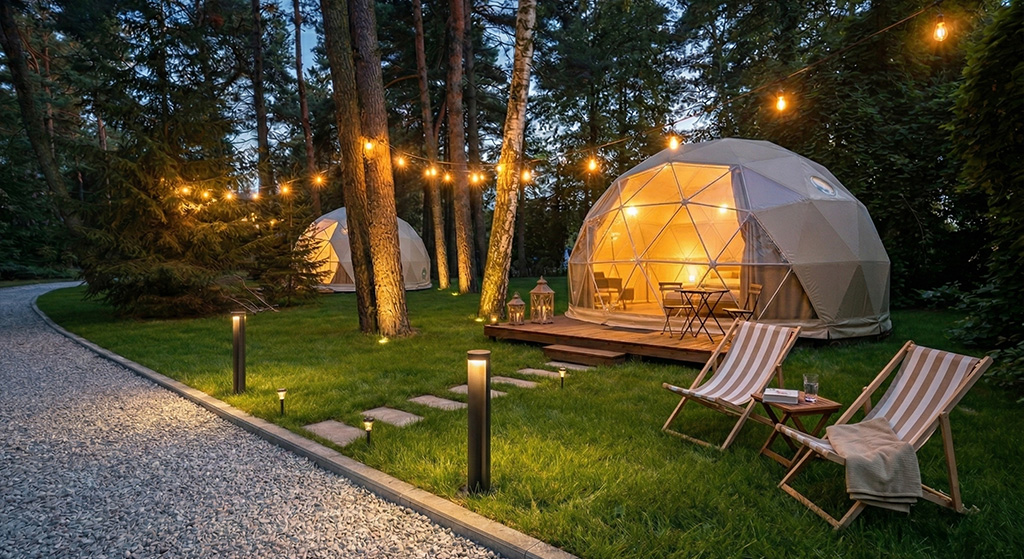Pole namiotowe i glamping w otulinie lasu – Pilawa Camping